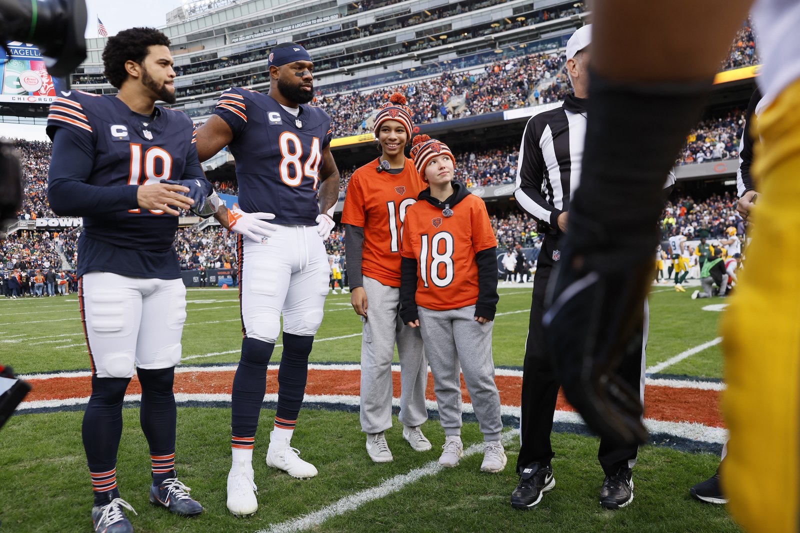 Honorary captains at midfield