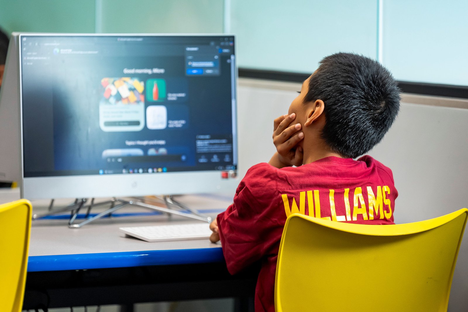 Student learning at a computer