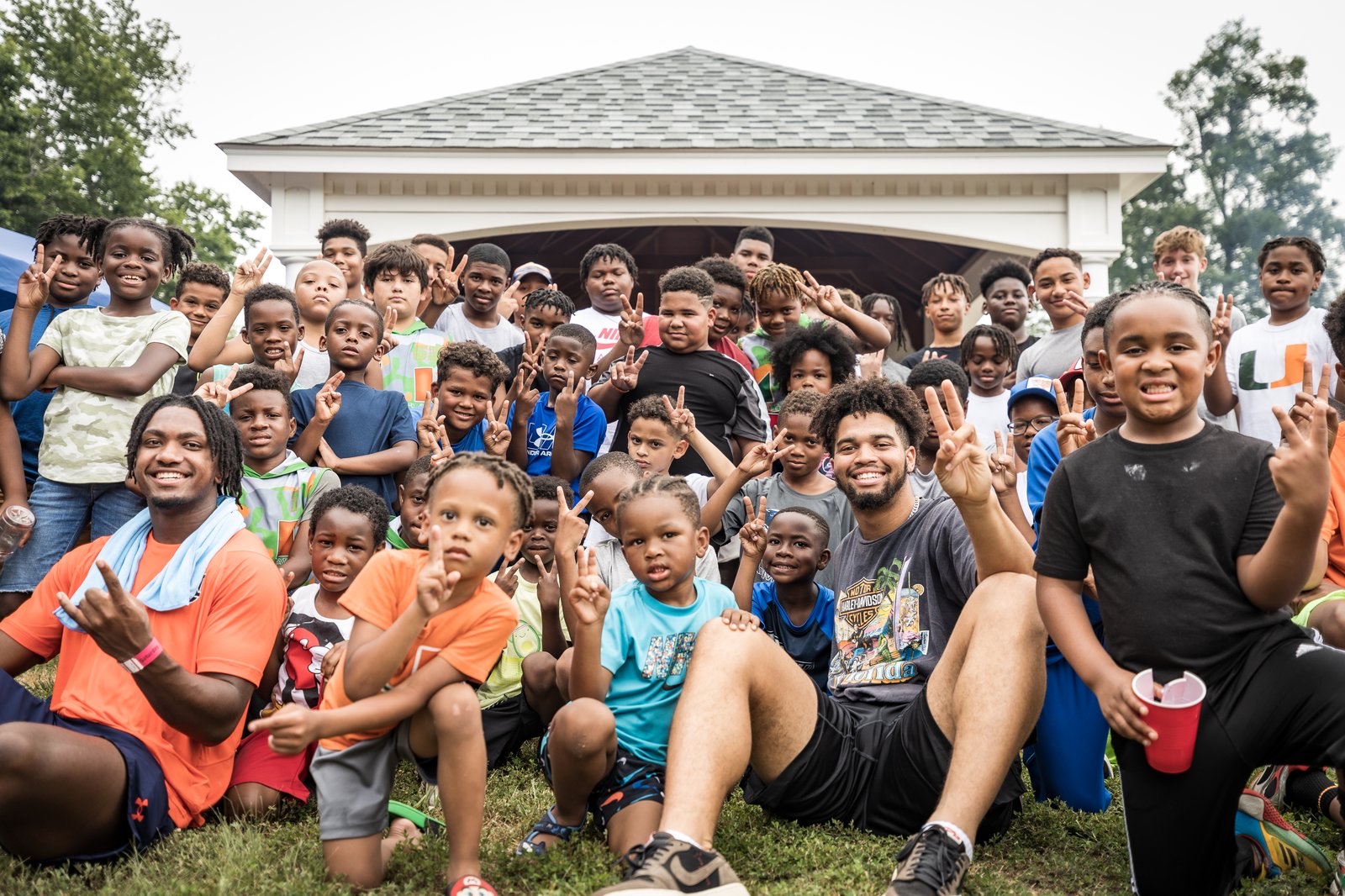 Youth gathered together at a community event