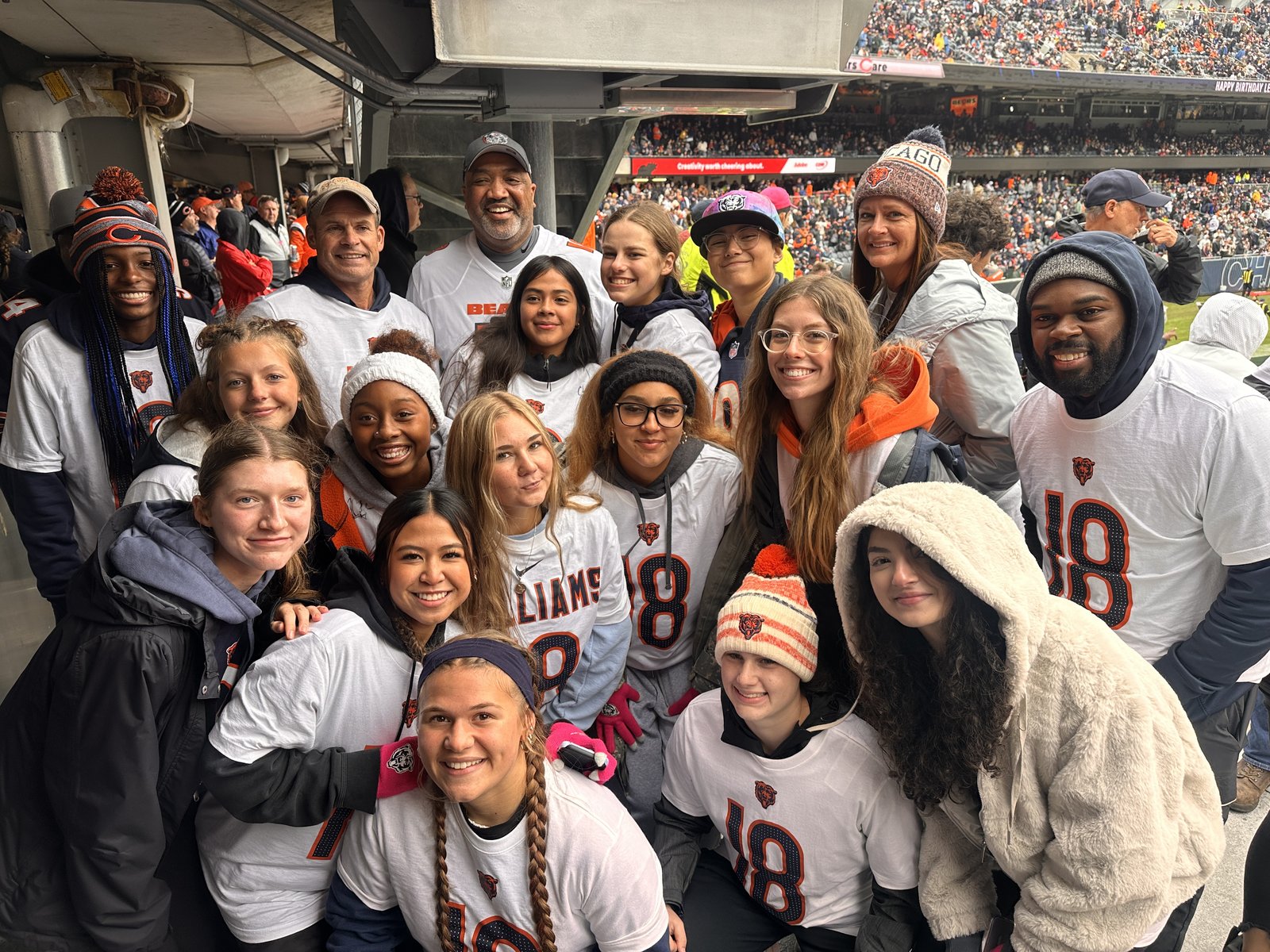 Group at the stadium on game day